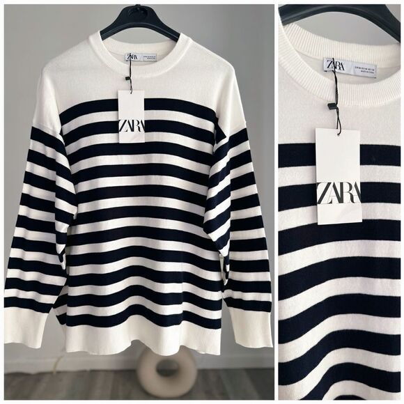 Zara Striped Knit Sweater Viscose Blend New - Picture 4 of 4